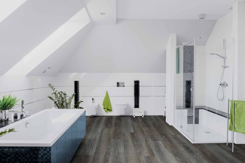 Finished bathroom flooring installation